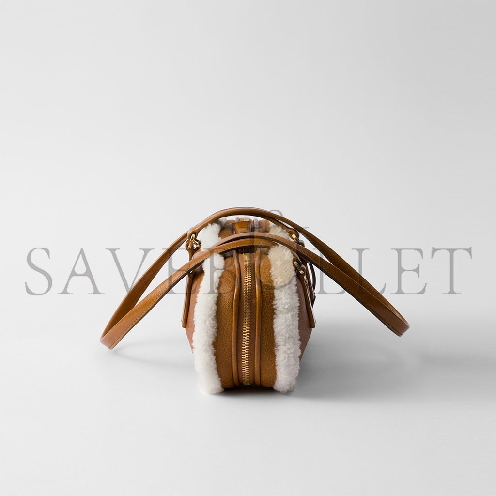 Pra*a medium shearling two-handle bag 1bb124 (27*12*6cm)